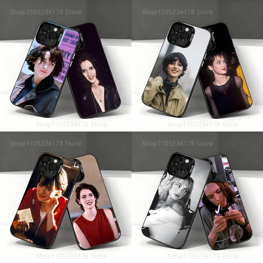 

Actress W-Winona Ryd 90s Phone Case For iPhone 17,16,15,14,13,12,11,Pro,XS,Max,Plus,Mini,SE4,E Black Matte Shockproof Cover