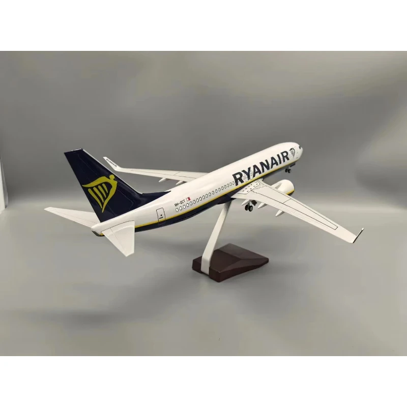 1:85 Schaal 47Cm Diecast Hars Model Vliegtuig Ryanair Ierland B737-800 Vliegtuig Met Led Lichten Collectie Display Speelgoed Geschenken Fan