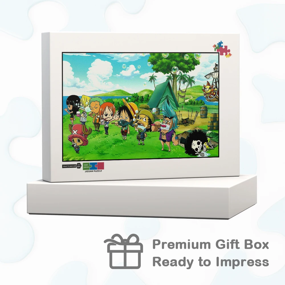 원피스 캐릭터 직소 퍼즐 귀여운 밀짚모자 해적 만화 독특한 디자인 DIY 대형 퍼즐 장난감 재미있는 가족 게임 성인용