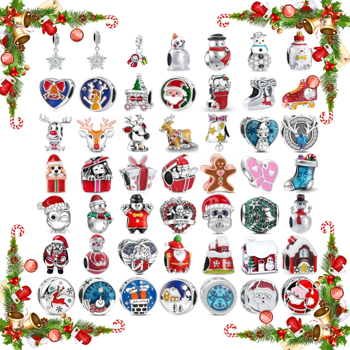 

Winter Hot Selling Ice And Snow Festival Style S925 Pure Silver Snowman Santa Claus Pendant Bracelet Bead Jewelry Accessories