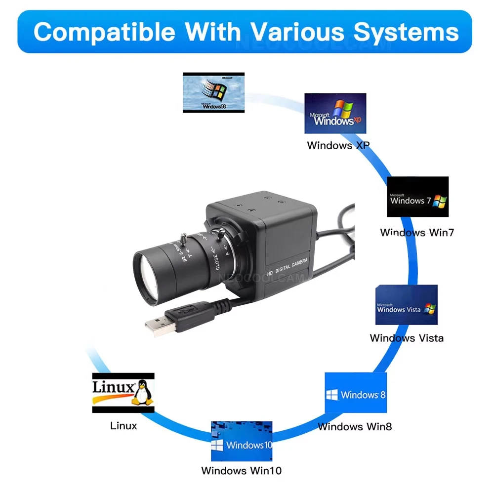 Industrial 4K USB Webcam 8MP IMX415 5-50mm Varifocal CS Lens 2K 4MP F5253 Usb Video Camera Compatible OTG UVC For Youtube OBS
