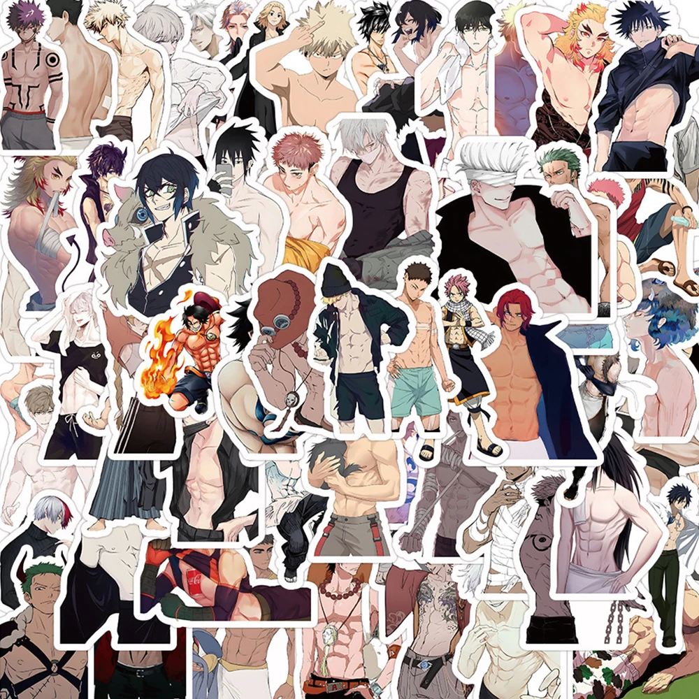 10/30/60pcs Cool Anime Muscle Boy Stickers Itadori Yuji Roronoa Zoro Cartoon Decal DIY Phone Skateboard Luggage Graffiti Sticker