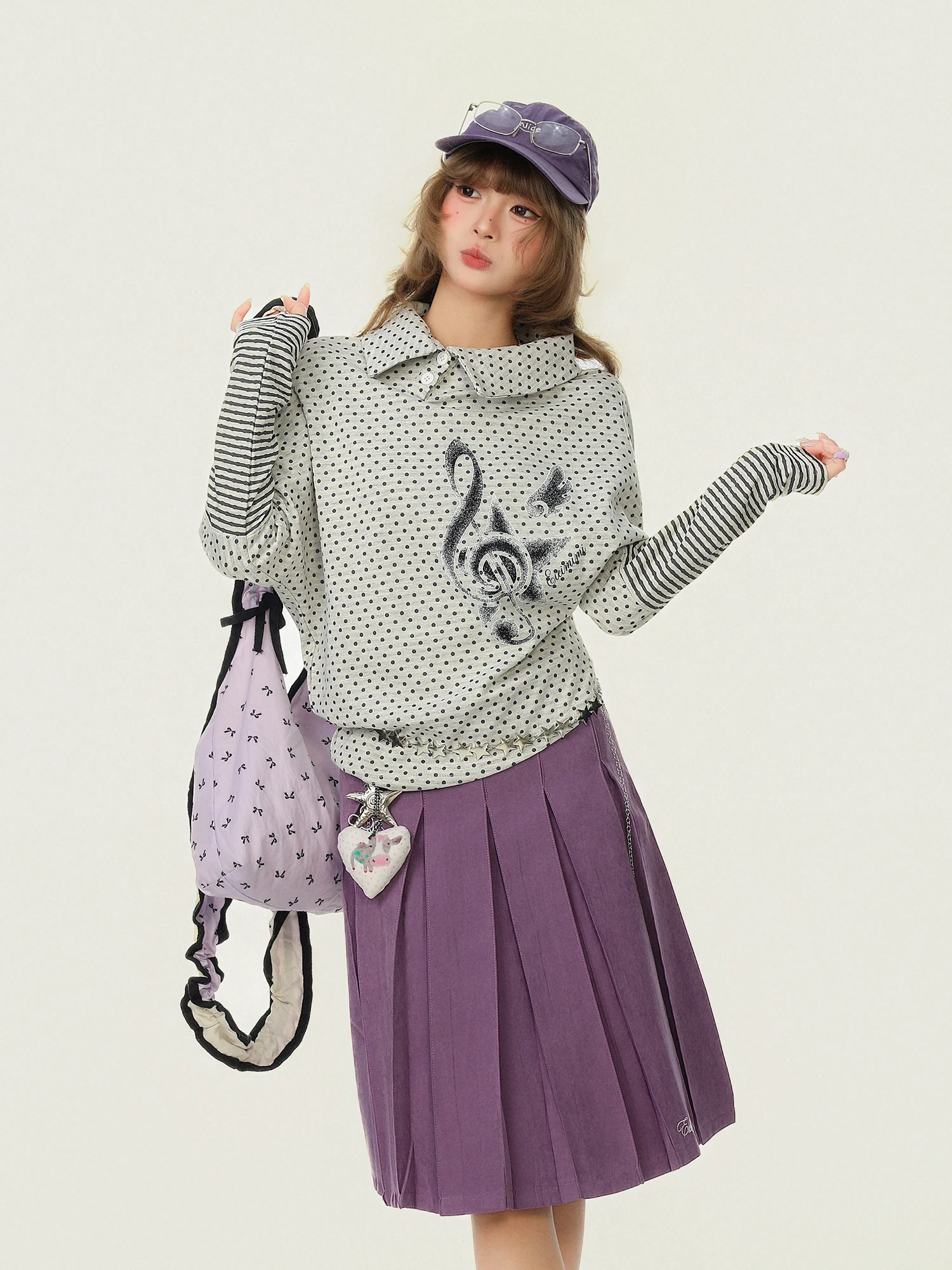 

Повседневная женская футболка с длинным рукавом, весенняя, с рукавами «летучая мышь», для ношения под одеждой, с лоскутным дизайном, принтом в горошек, дышащая, из хлопка и полиэстера