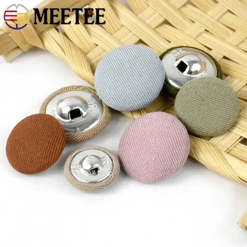 Meetee 50Pcs 11-30mm Cloth Covered Button For Sewing Bag Coat Decorative Round Shank Buttons Buckle DIY Garment Accessories