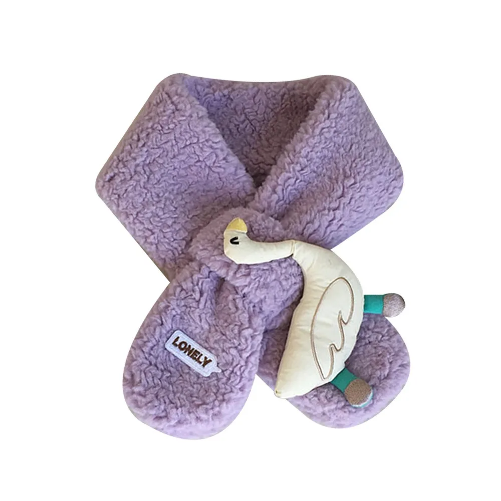 

Fashion Warm Winter Scarf Thick Lamb Fleece Scarf Cartoon Cute Children Cross Neckerchief Boys Girls