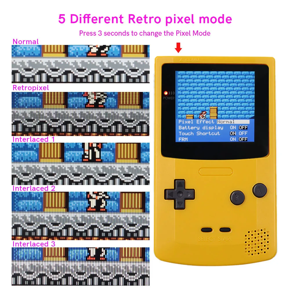 GBC LCD IPS Q5 مجموعة ألوان شعار شاشة الإضاءة الخلفية المصفحة لوحدة التحكم الملونة GameBoy مع غلاف الإسكان المقطوع المسبق #5