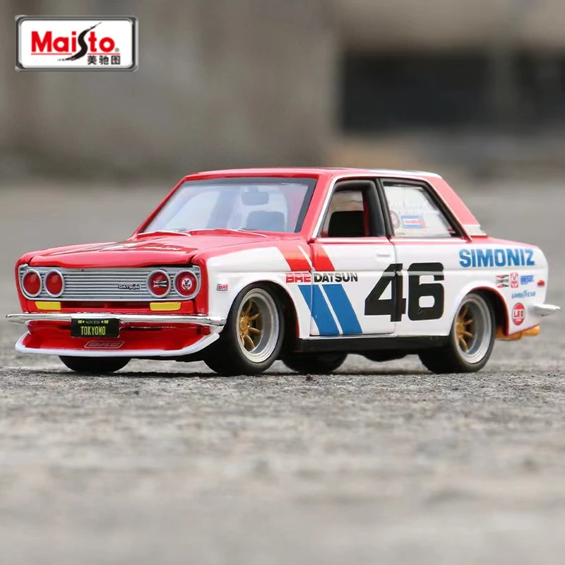 Maisto 1:24 1971 Bre Datsun 510 Legering Raceauto Model Diecasts Metalen Sportwagen Model Simulatie Collectie Kinderen Speelgoed Geschenken