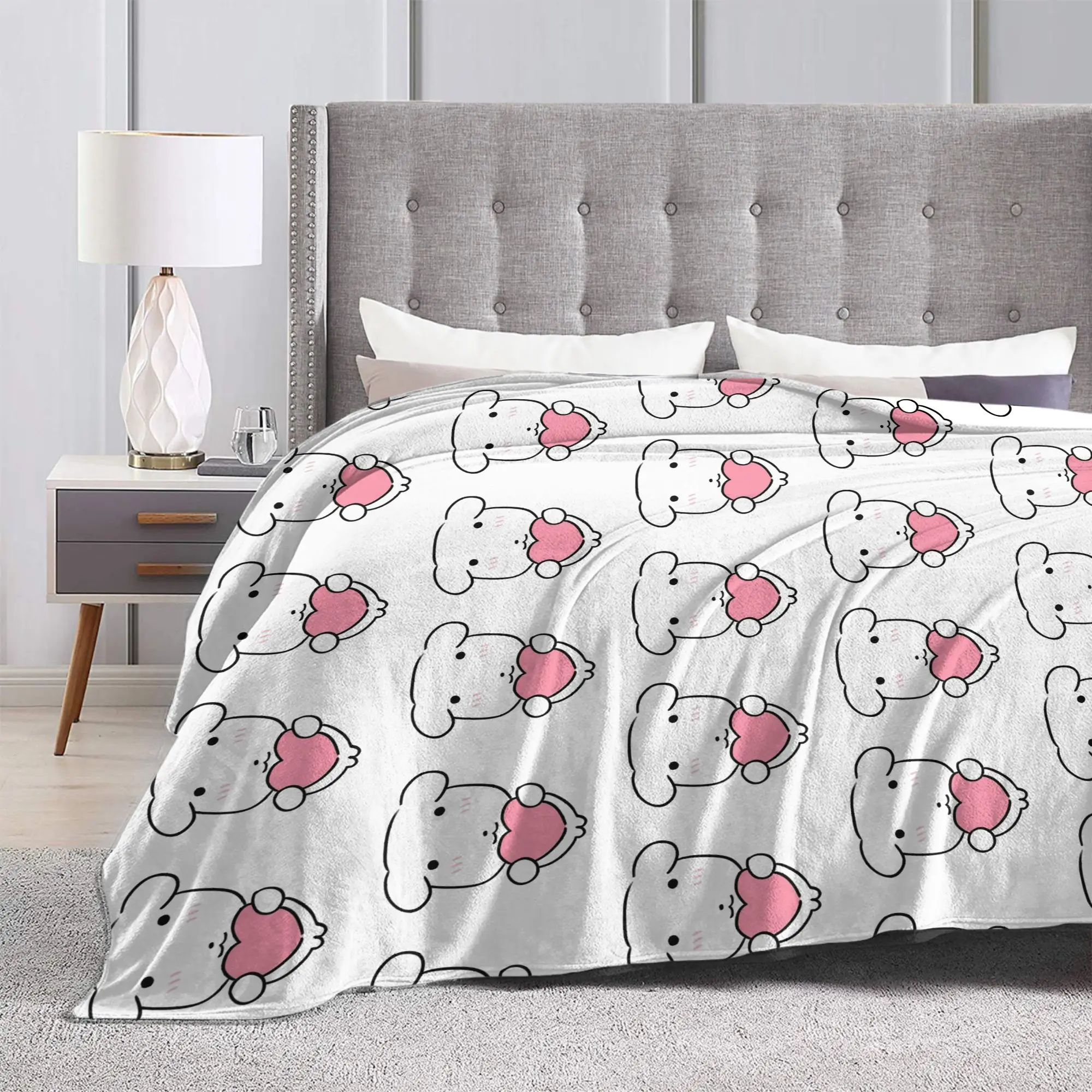 GANADIs Kawaii Puppy Cute Dog Cartoon Blanket Fleece Spring/Autumn   Multifunction Warm Throw Blanket for Home Bedroom Bedspread