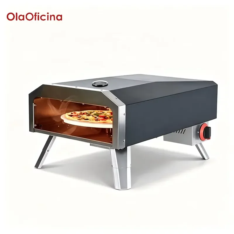 12 Inch Rotary Gas Pizza Oven LPG Automatic Even Baking Adjustable Thermostat Overheat Protection Commercial Kitchen