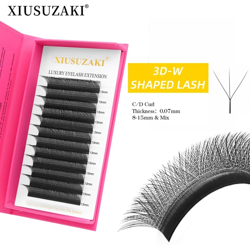 

XIUSUZAKI 3D W Shaped Lashes Bloom Automatic Flowering Premade Fans Eyelashes Extensions Soft Light Individual False Lashes Shop