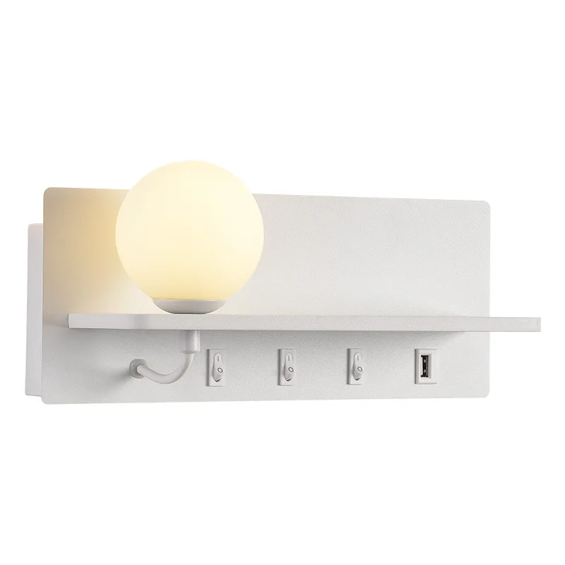 

Современный минималистичный прикроватный светильник для чтения с беспроводной зарядкой, многофункциональный USB-светильник для спальни, отеля, светодиодный настенный светильник