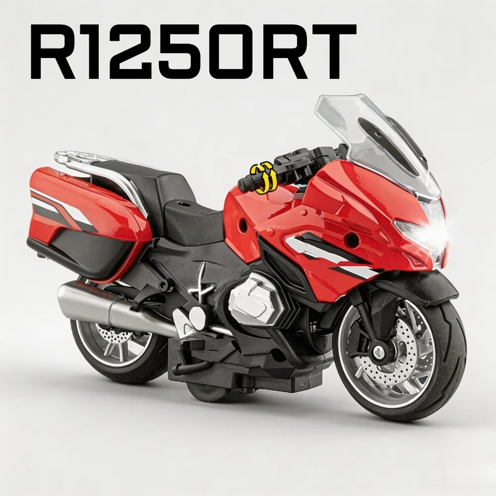 1:14 R1250RT Motorcycle Model Toy Ignition Start Shock Absorption Racing Motor Sound Light Models Toys Miniature Collection