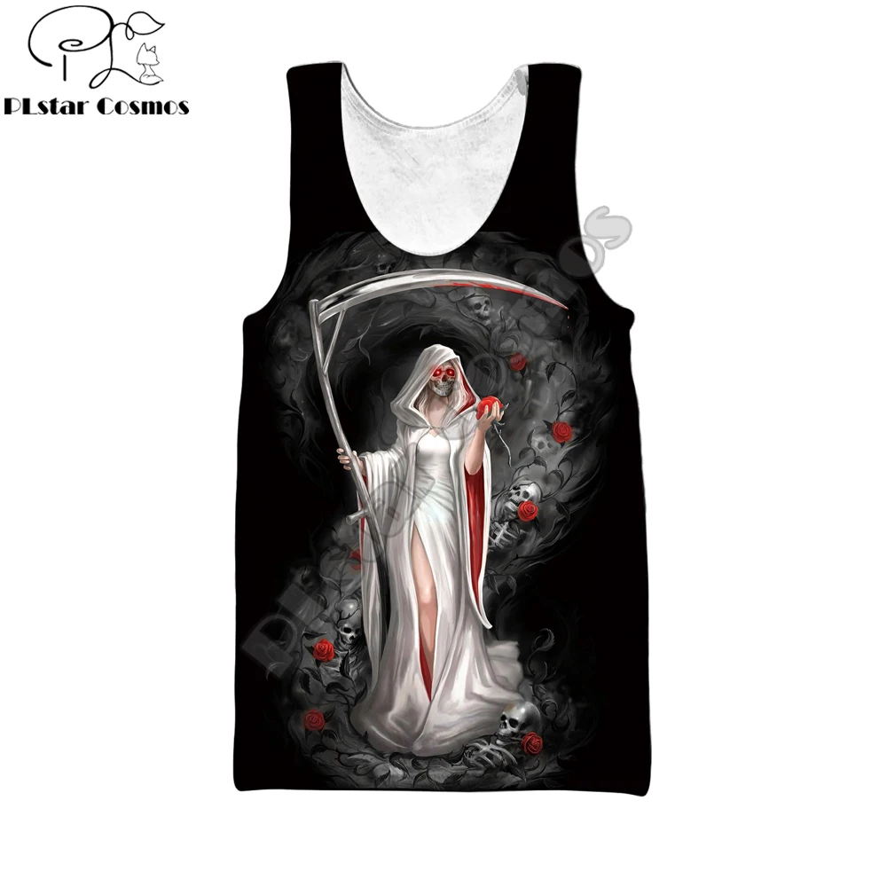 

Reaper Scythe Skull Girl And Rose 3D Printed Men vest Summer Harajuku Sleeveless t shirt Unisex Casual Cool Tank Tops BX-77