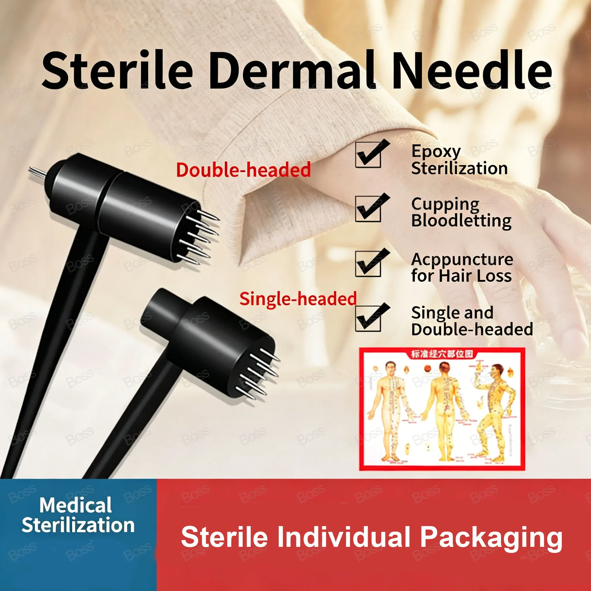 

5 pcs 7 Star Needle Dermal Hammer Plum Blossom Shaped Blood Hammer 7 Star Needle Dermal Needle Bloodletting Needle for Beauty