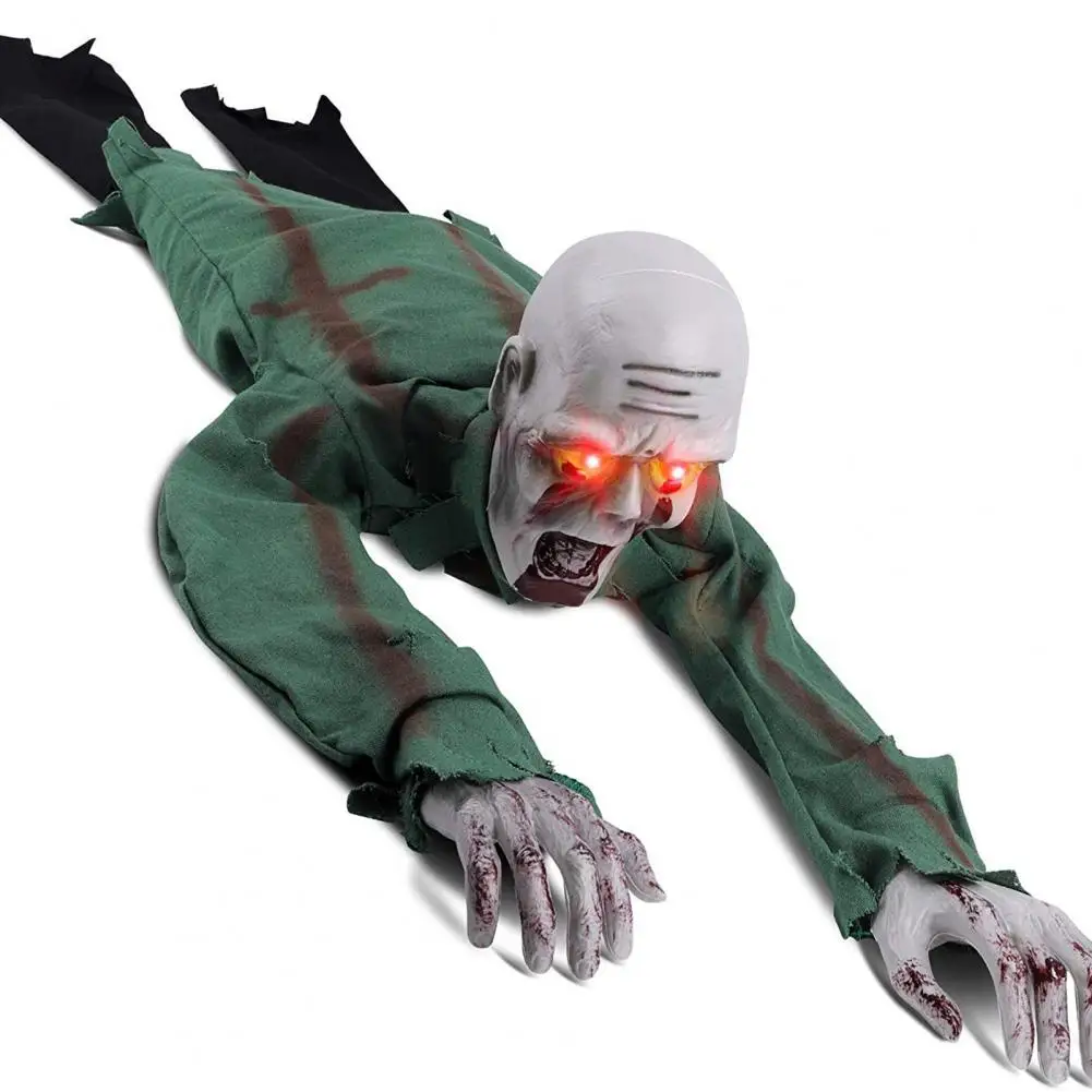 شخصية شبح زحف قابلة للطي ، ديكور شبح زحف هالوين مع صوت ، عيون متوهجة ، كهربائية واقعية لجميع الأعراس المسكونة
