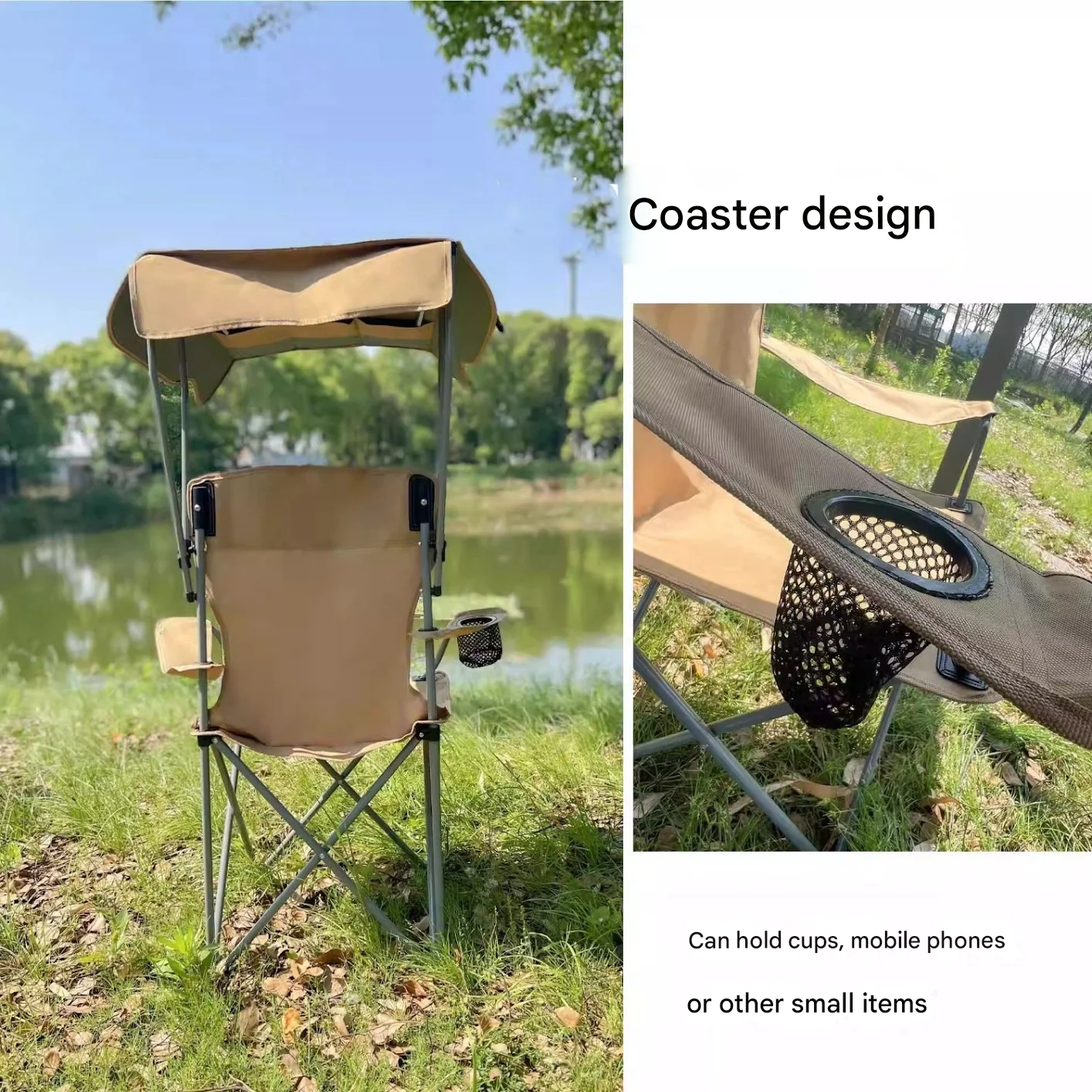 Portable Folding Chair With Canopy Shade Beach Chair Camping Chair Lawn Chair Outdoor Activities Fishing Picnic Leisure Chairs