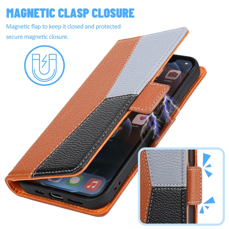 Leather Color block Phone Cases For iPhone 15 Pro Max 14 13 12 11 Pro Max 15 Plus 13 Pro Wallet Card Slots Flip Cover