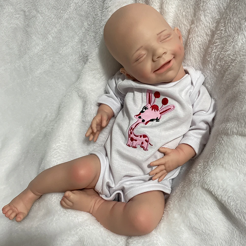 18" 100% Full Body Silicone Reborn Doll Handmade Flexible Newborn Baby Girl Soft Touch Xmas Gift Collectibles Anti-Stress