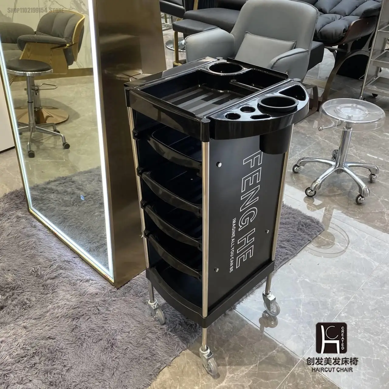 Hairdressing Tool Car Hairdressing Trolley Cart Hair Salon Haircut With Stylist Car Multifunctional Tool Cabinet