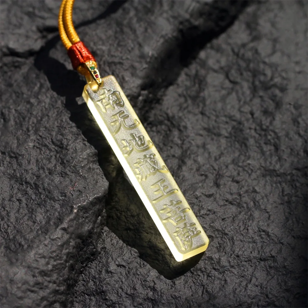 Chinese Style Translucent Yellow Ksitigarbha Bodhisattva Pendant Lucky Blessing Peace Amulet Necklace For Men Women Good Fortune