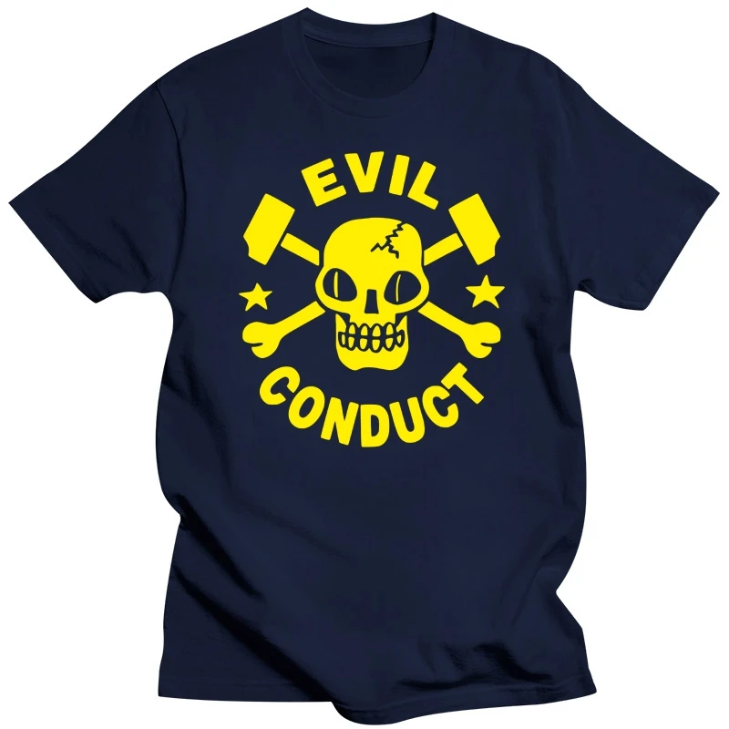 Evil Conduct T-Shirt Oi Punk Streetpunk Skull S-XXL Mens Shirts Short Sleeve Trend Clothing  colour jurney Print funny Cotton