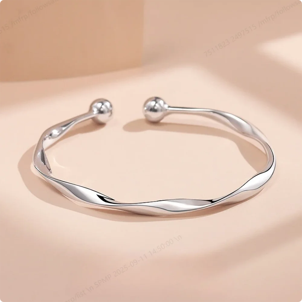 الفاخرة 925 الفضة الاسترليني رائعة الملتوية الإسورة المفتوحة للنساء، اكسسوارات مجوهرات الزفاف العصرية