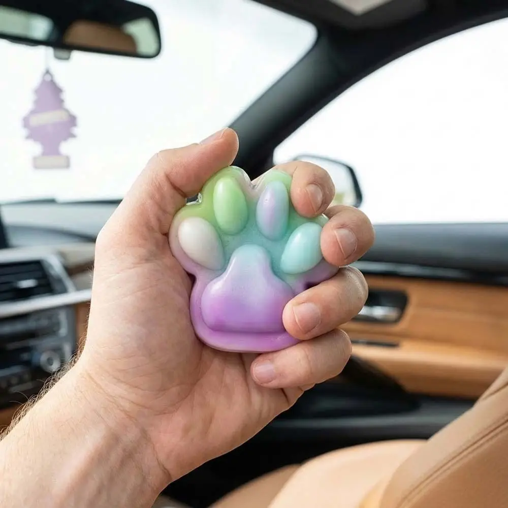 Funny Rainbow Gradient Cat Paw Squeeze Slow Rebound Ultra-large Cartoon Fidget Kneading TPR Cat Paw Pinch Tricky
