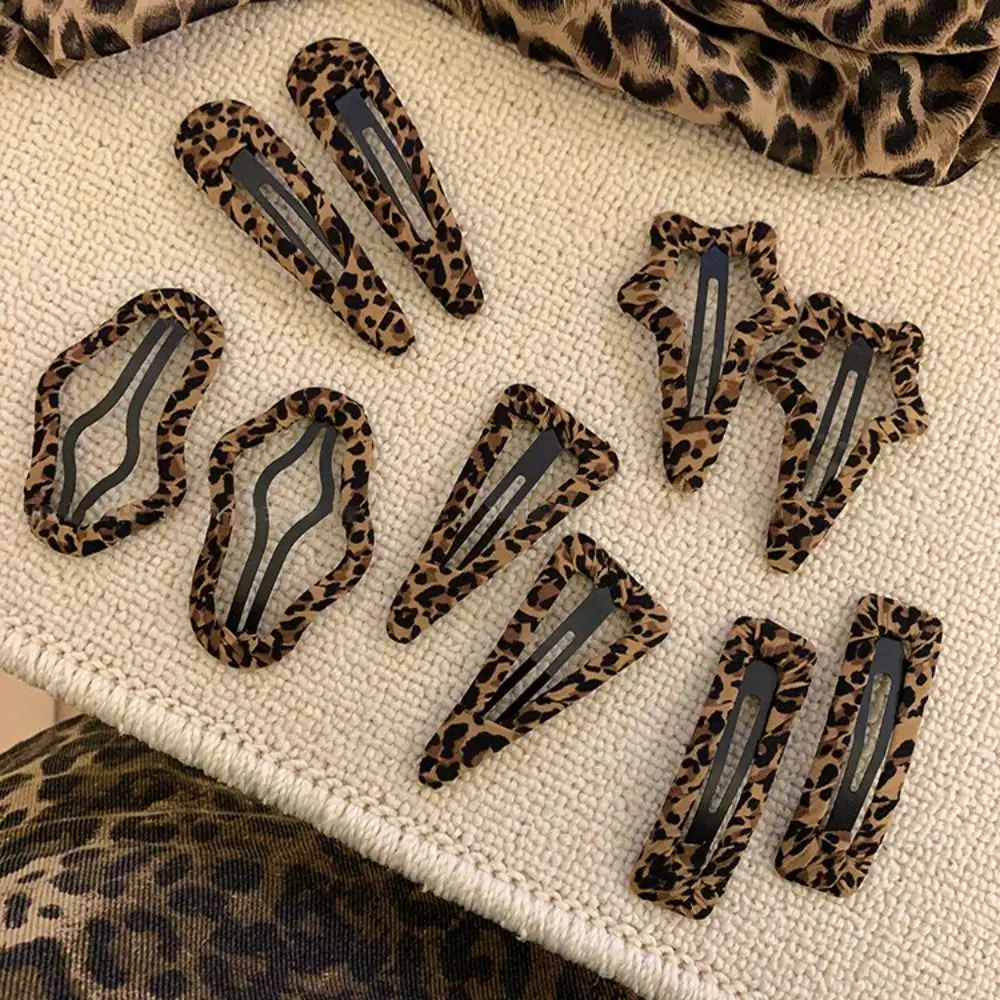 Fashion Leopard Print Hair Clip Water Drop Square Hairpin Cloth Cloud Barrette Headdress