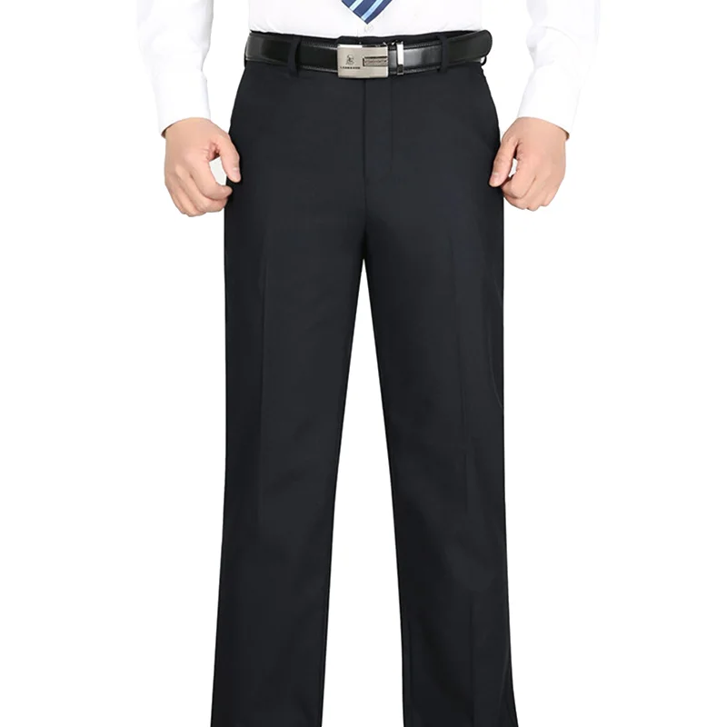 

Men's Trendy Suit Trousers - Spring Summer Solid Color Lightweight Elastic Waist Business Pants for Commuting & Comfortable Work