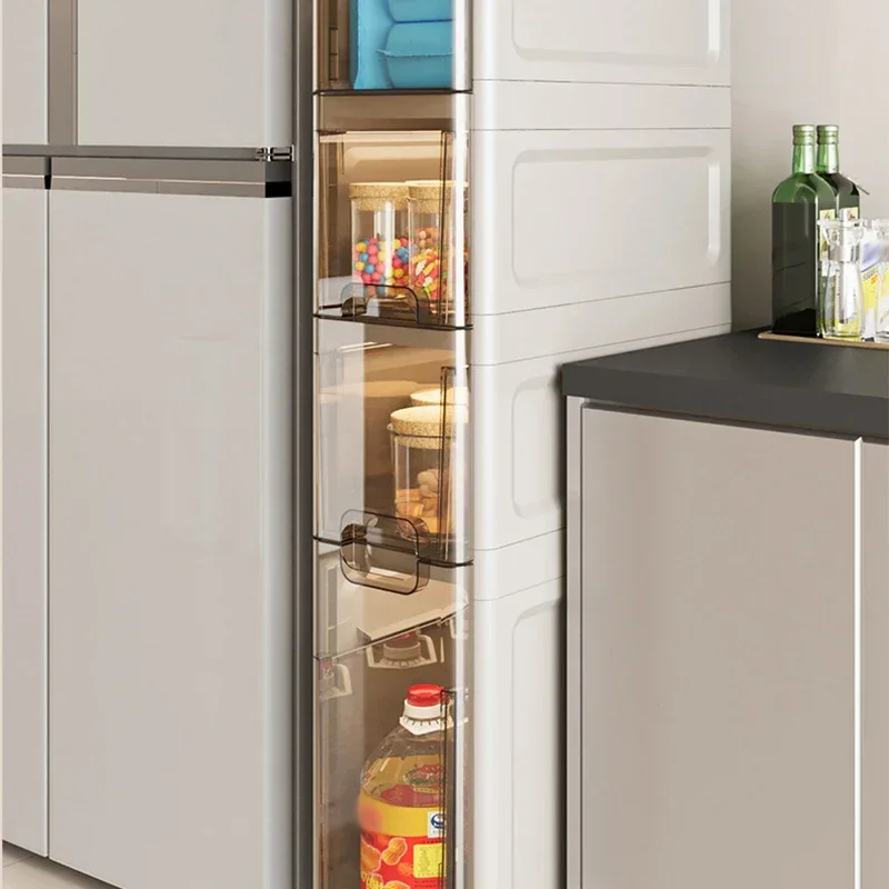 Postmodern 2/3/4Layer Slot Drop Belt Wheel Cart Storage Cabinet Bathroom Shelf Gap Waterproof Transparent Visible Tissue