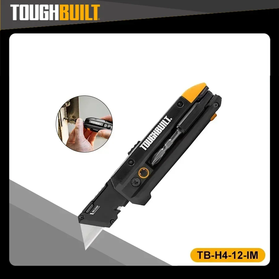 

TOUGHBUILT TB-H4-12-IM Electrician's Folding Utility Knife With Bit Driver Pry Bar Hand Tools pocket knife