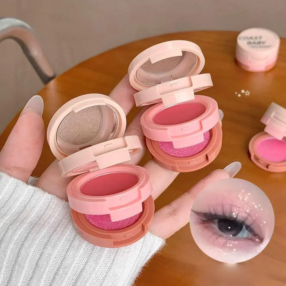 3 Colors Eye Shadow, Matte Create Multi-Layered Eye Makeup Matte Peach Rose Shimmering Silver Highlighter