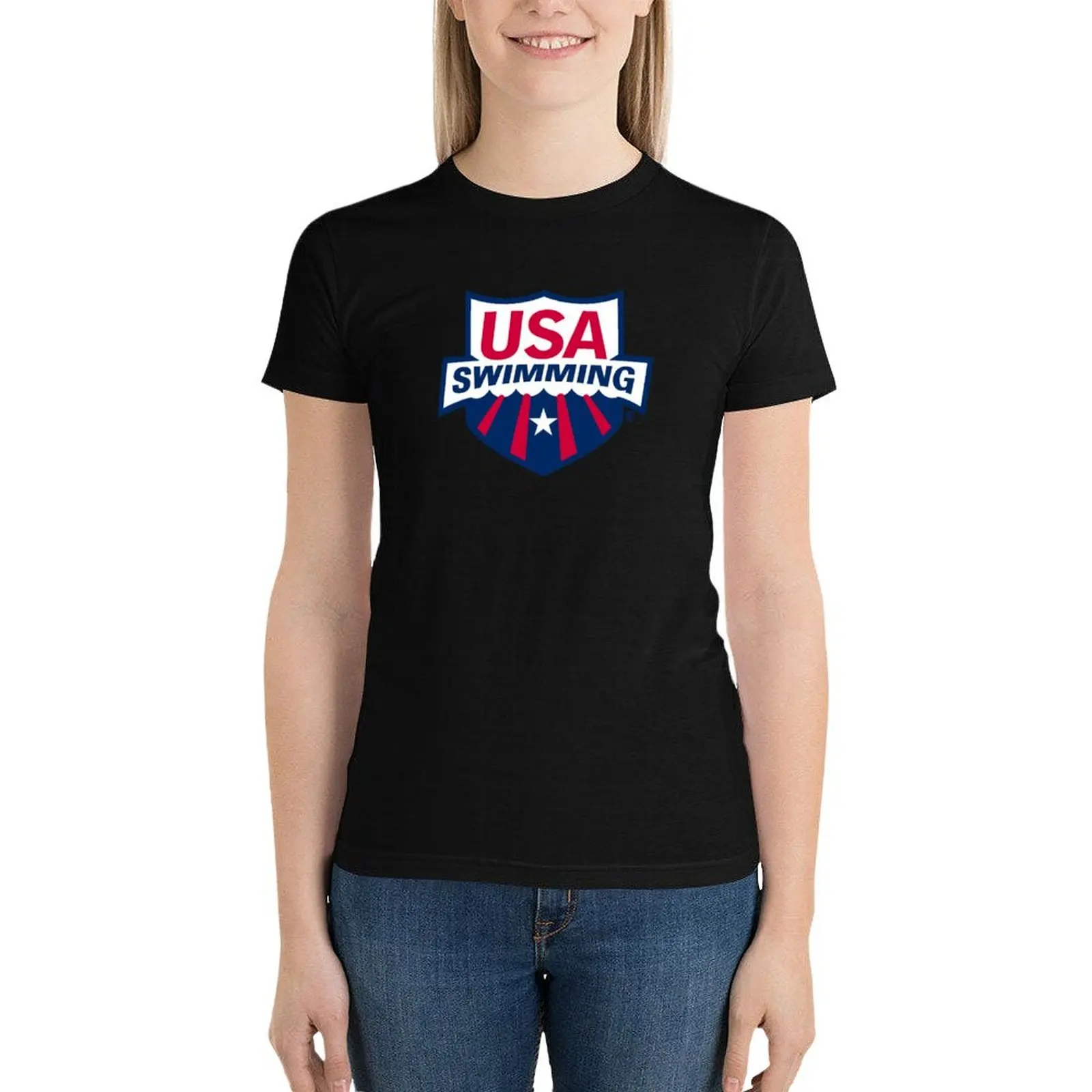 Swimming Team, USA Logo T-Shirt hippie clothes Female clothing t shirt Women