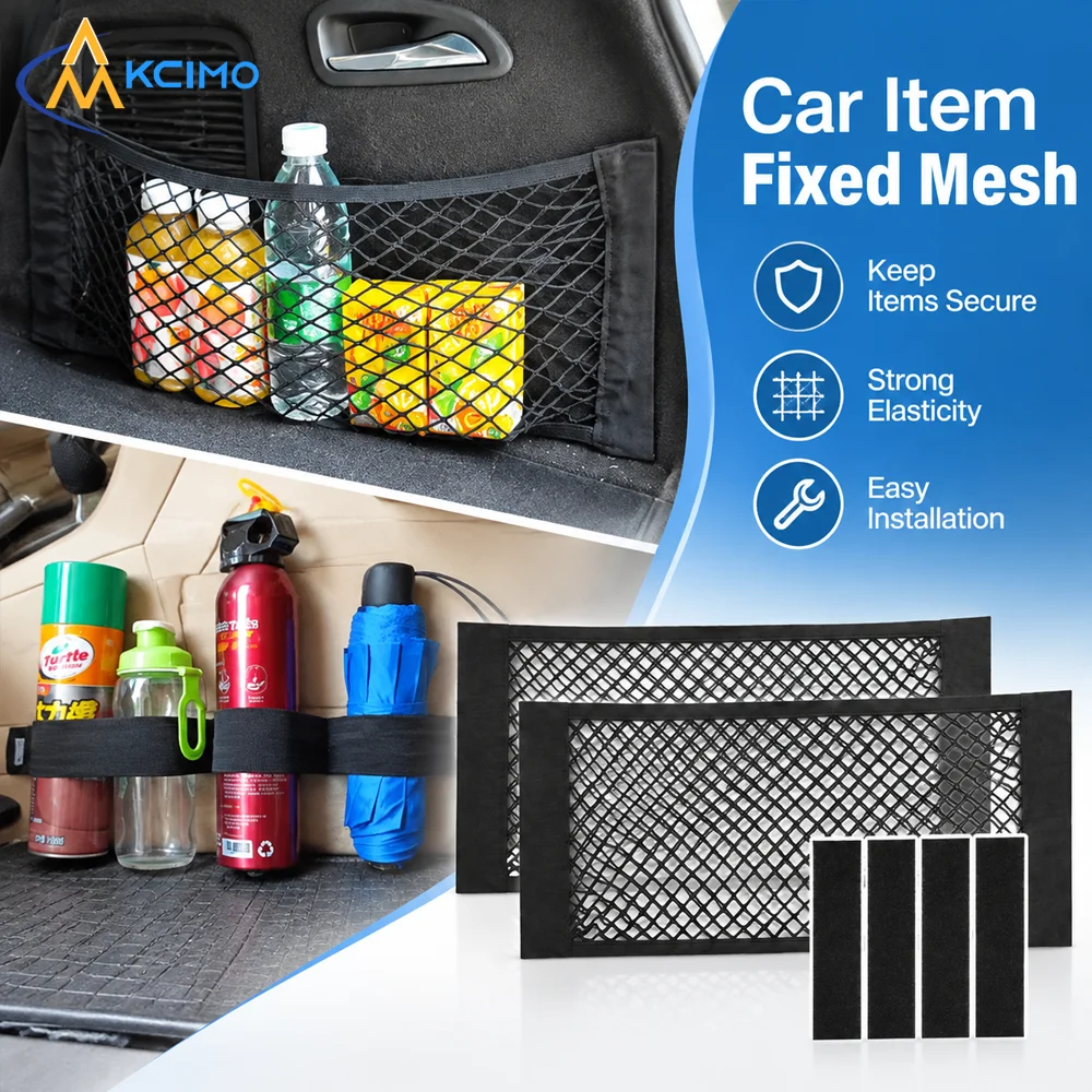 Car Backseat Mesh Organizer Pocket, Magic Sticker Elastic Storage Net Bag, Auto Interior Sundries Container