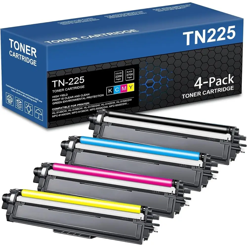 

TN221 / TN225 Toner Cartridges 4 Pack Replacement or TN-221 TN-225 TN225 Black High Yield Toner Cartridge HL-3170CDW MC-9130CW M