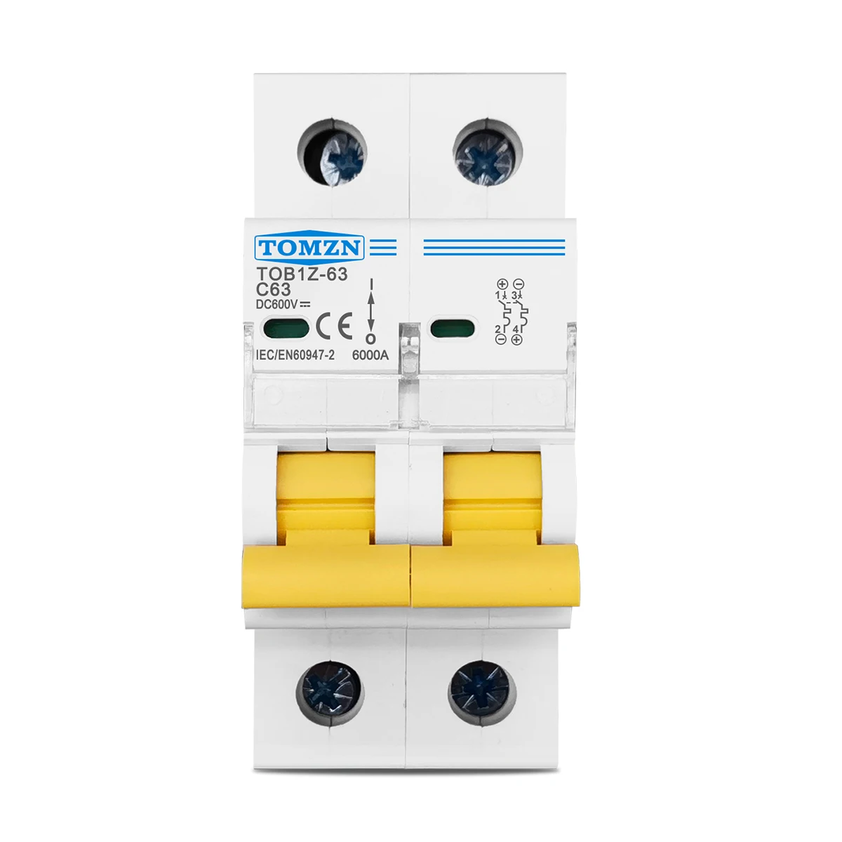 TOMZN 2P DC 600V 3A 6A 10A 16A 20A 25A 32A 40A 50A 63A Circuit Breaker MCB C curve single pole direct-current fuse for PV