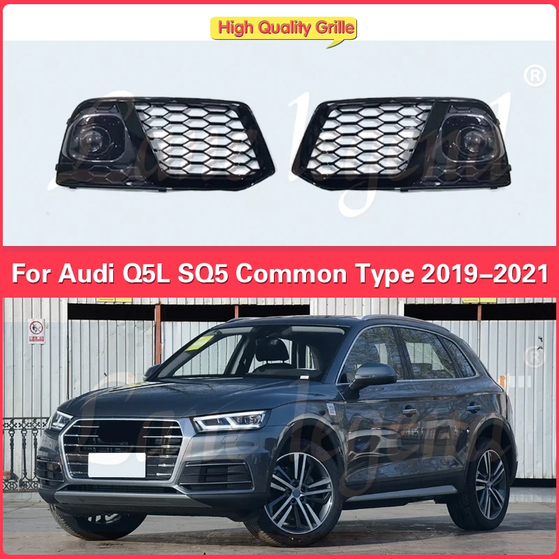 

Front Bumper Fog Light Lamp Grille Decor Cover Trim For Audi Q5 Q5L 2019-2021 SQ5 Style ABS Exterior Accessories tools