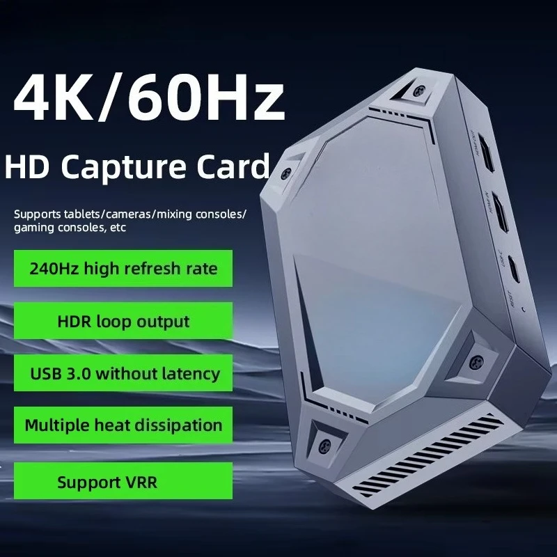 4K 60Hz USB 3.0 Video Capture Card HDMI Loop-Out for OBS Game Live Streaming Recording
