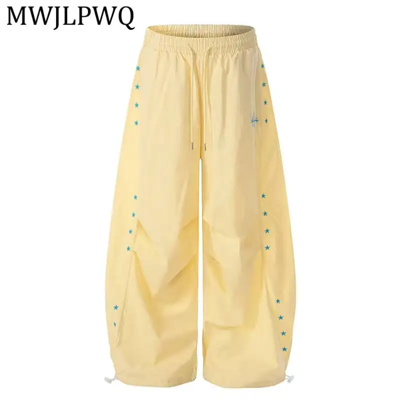 

MWJLPWQ American-Style Design Embroidered Casual Pants For UnisexLoose-Fitting Slimming Versatile Casual Wide-Leg Trousers 16985
