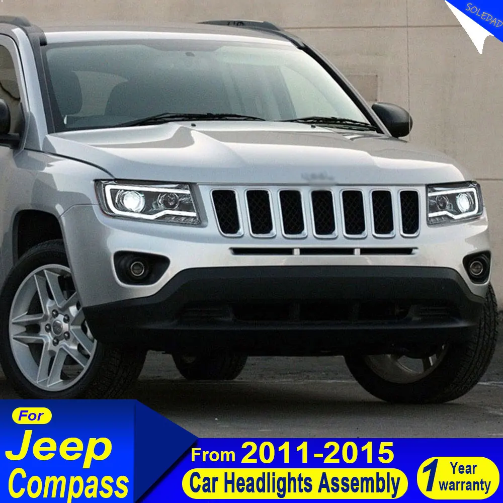 Car Headlights For Jeep Compass 2011-2016 LED Car Front lamps Assembly Upgrade High Configure Projector Lens Design Accessories