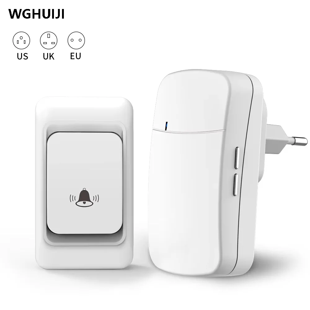 Outdoor wireless doorbell, 300-meter waterproof computer chime kit, garage, EU/UK family garden apartment