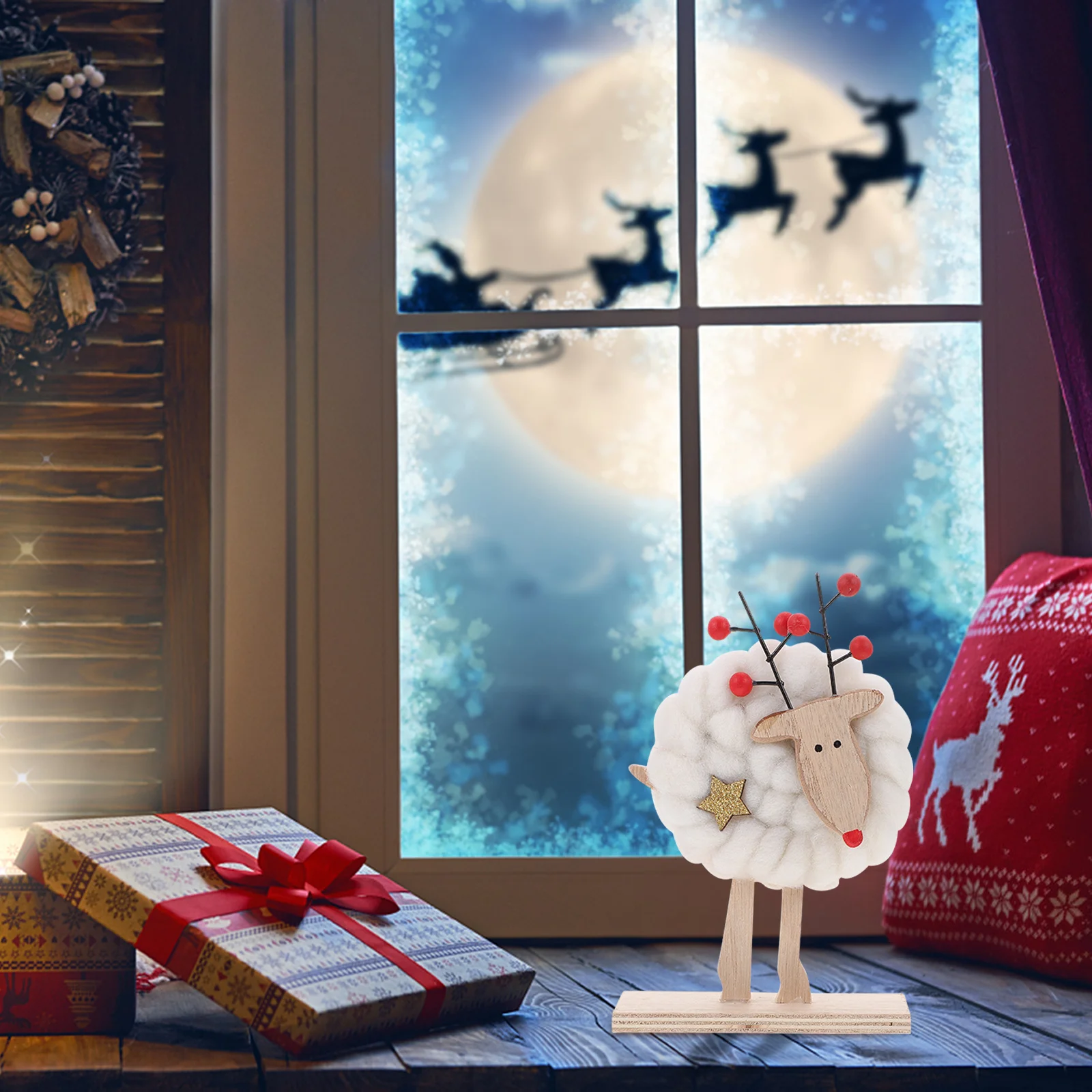 

1pc Wool Felt Xmas Adornment Creative Christmas Themed Desktop Ornament Lightweight Table Stand For Home Office Mall