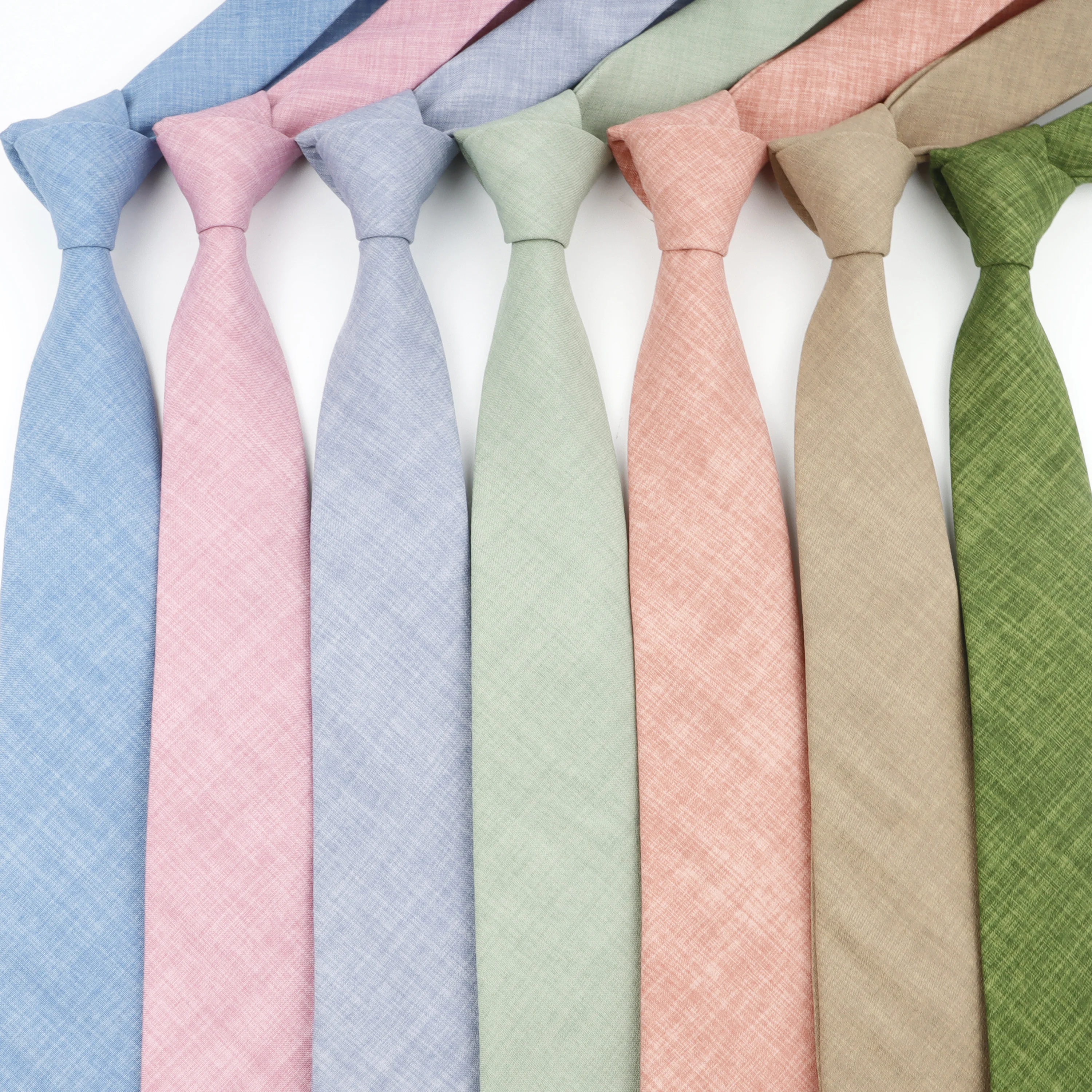 Coton doux couleur unie à la main hommes cravates sauge vert rose Orange maigre cravate pour fête de mariage chemise costume cravate accessoire