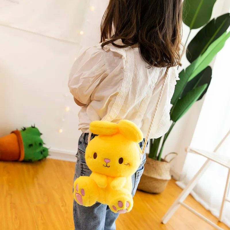 Cartoon Bunny Plush Bag Candy Multicolor Kawai Girl Messenger Bag Creative Cute Shoulder Bag for Girl Kids Backpack New