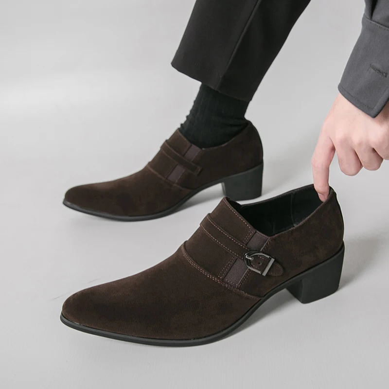 

Business Men Loafers Black-brown Color British Casual Comfortable High-heeled One-piece Style Fashionable Versatile Formal Shoes