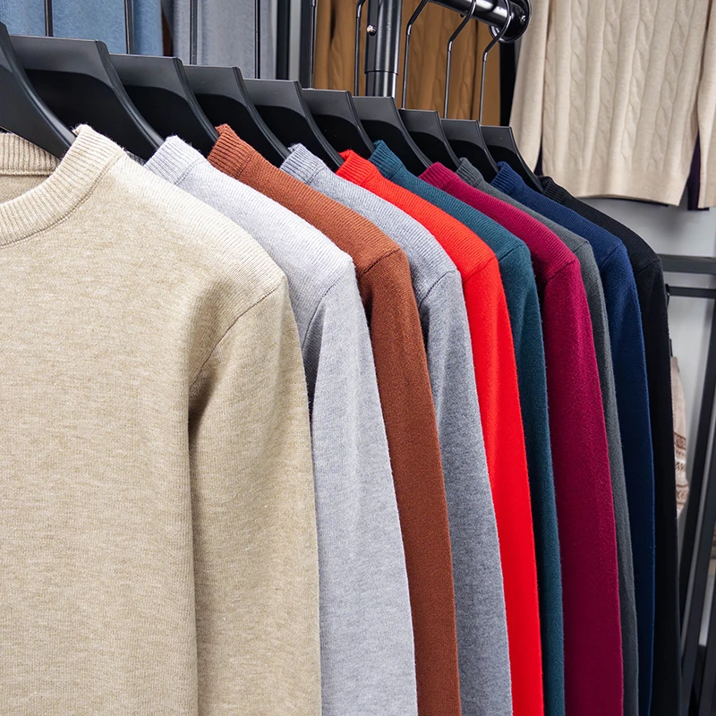 Halbminimalistischer Stil Herren Rundhals-Pullover Gestricktes Shirt Langarm-T-Shirt Frühling Dünner Loser Sweater T-Shirt Basis-Shirt – Detail 4