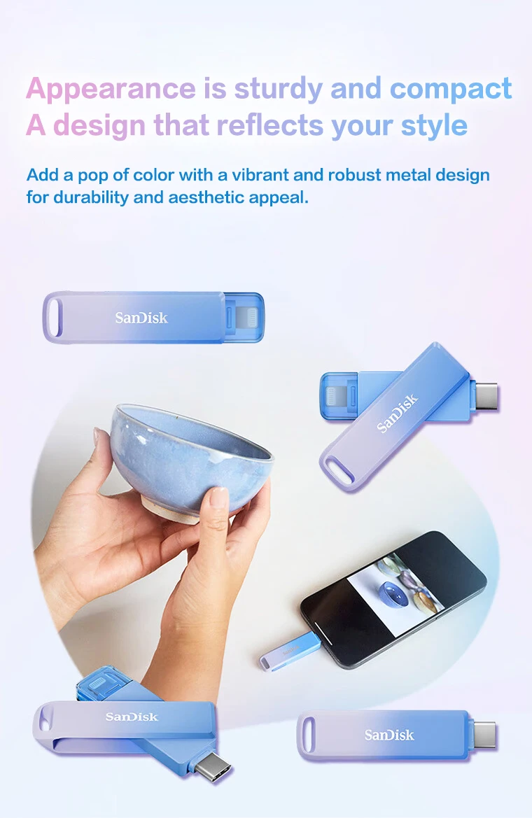 SanDisk Creator Phone Drive Typ-C und Lightning USB 3.2 Flash-Laufwerk für iPhone 13 14 und Smartphone 128GB 256GB Pendrive U Disk – Detail 6