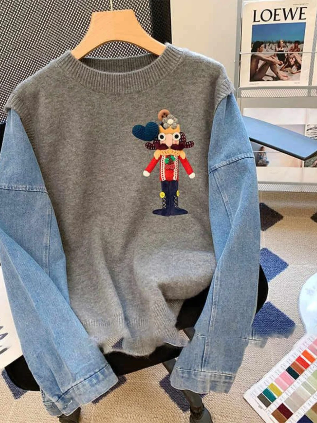 

Утепленный свитшот с круглым вырезом для женщин, осенне-зимний дизайн, имитация двухслойности, повседневная уличная одежда