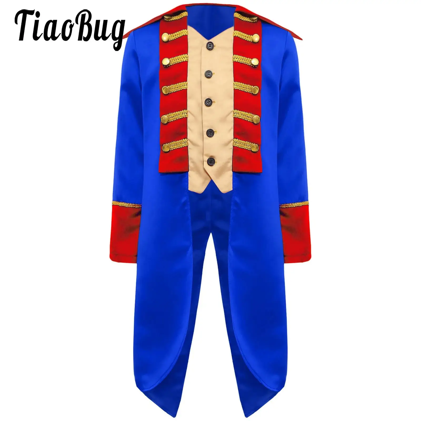 

Boys Cosplay Revolutionary War Costume Vintage Princess Long Sleeve Coat British Tailcoat for Halloween Party Fancy Dress Up