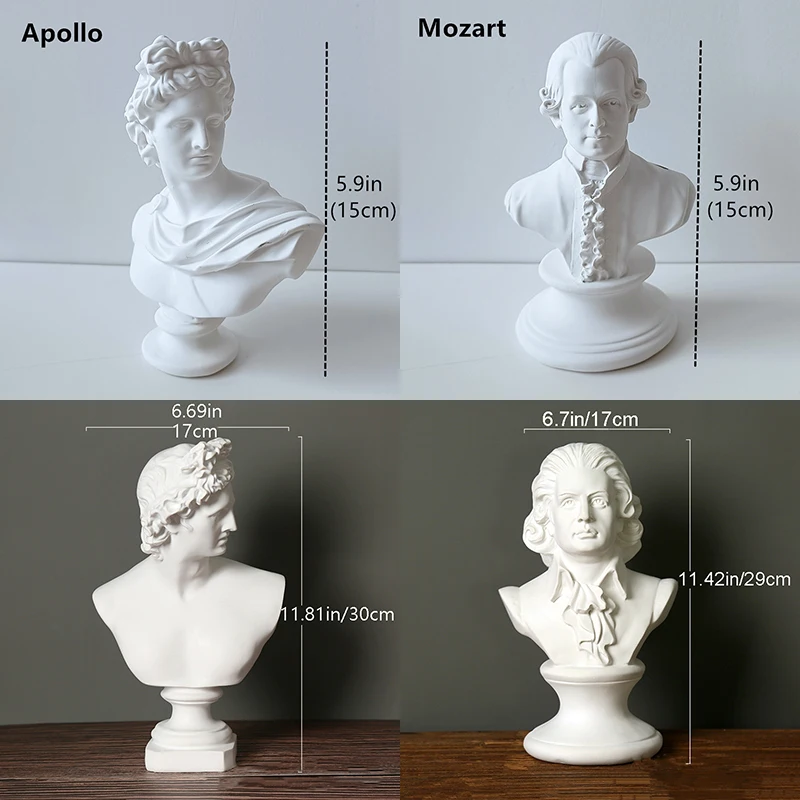 15/30cm Nordic Art Statue Resin Figure Bust Sculptures Gypsum Home Decor Ornaments Living Room Desk Decoration Apollo Beethoven